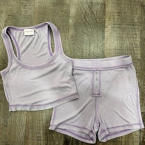 Out From Under Sweet Dreams Tank Top & Short Set Purple- urban outfitters